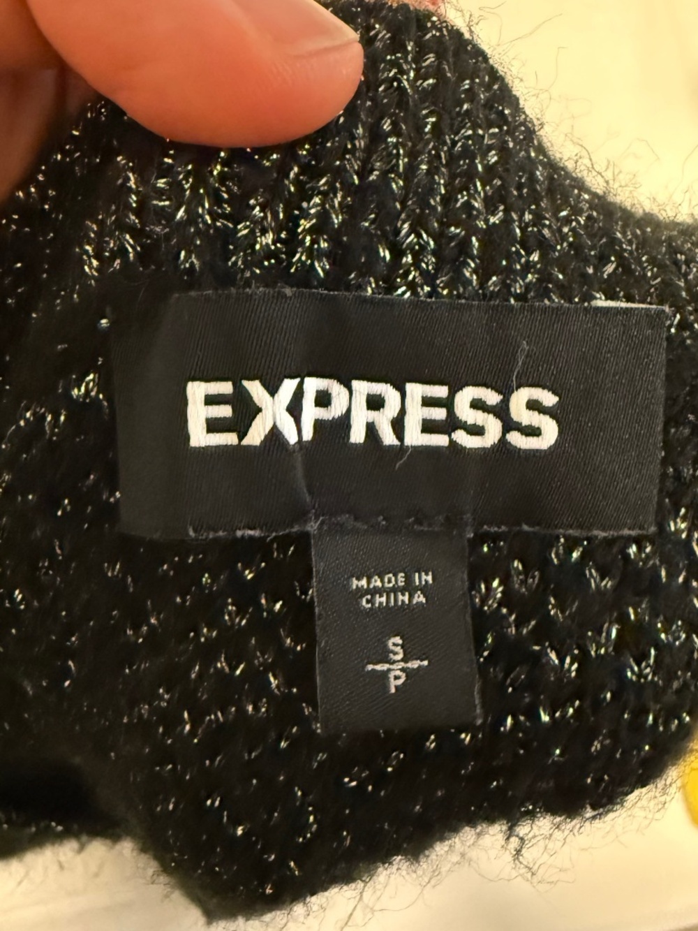 Express Black Metallic Chevron Knit Sweater Women’s S Sparkle Pullover - Picture 4 of 4